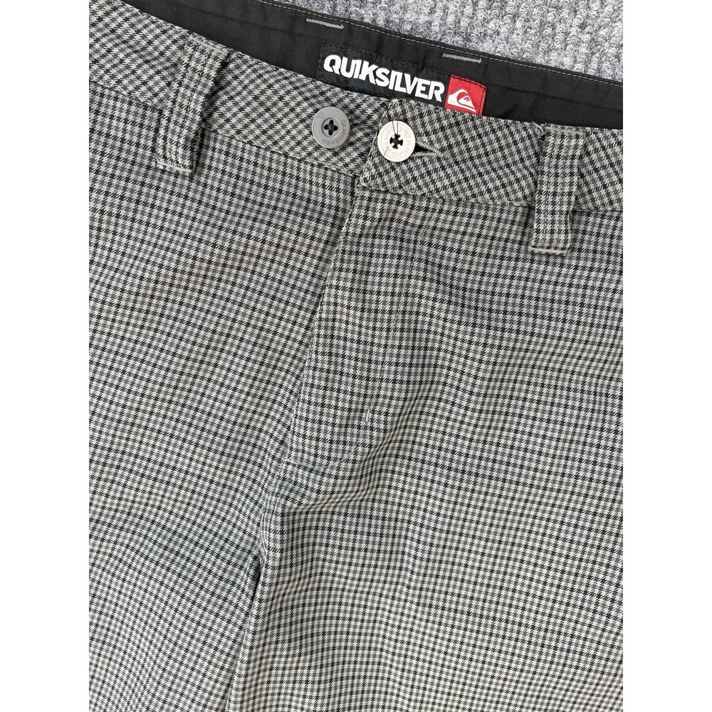 Quicksilver‎ Houndstooth Shorts Mens 34 Skate Surf Y2K Streetwear 90s Grey Urban